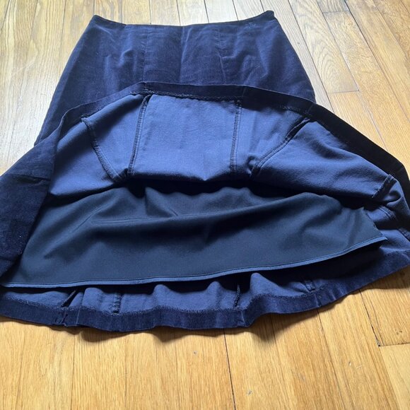 Boden Size 4R Navy Blue Velvet Knee Length Flared Hem Mermaid Pencil Skirt - Picture 4 of 9